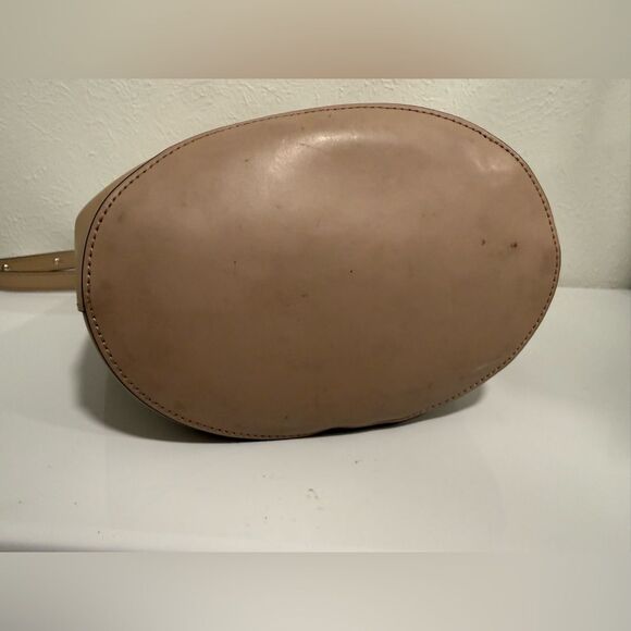 Camelia Roma Taupe Leather Bucket Bag Nude Red Interior - Picture 10 of 10